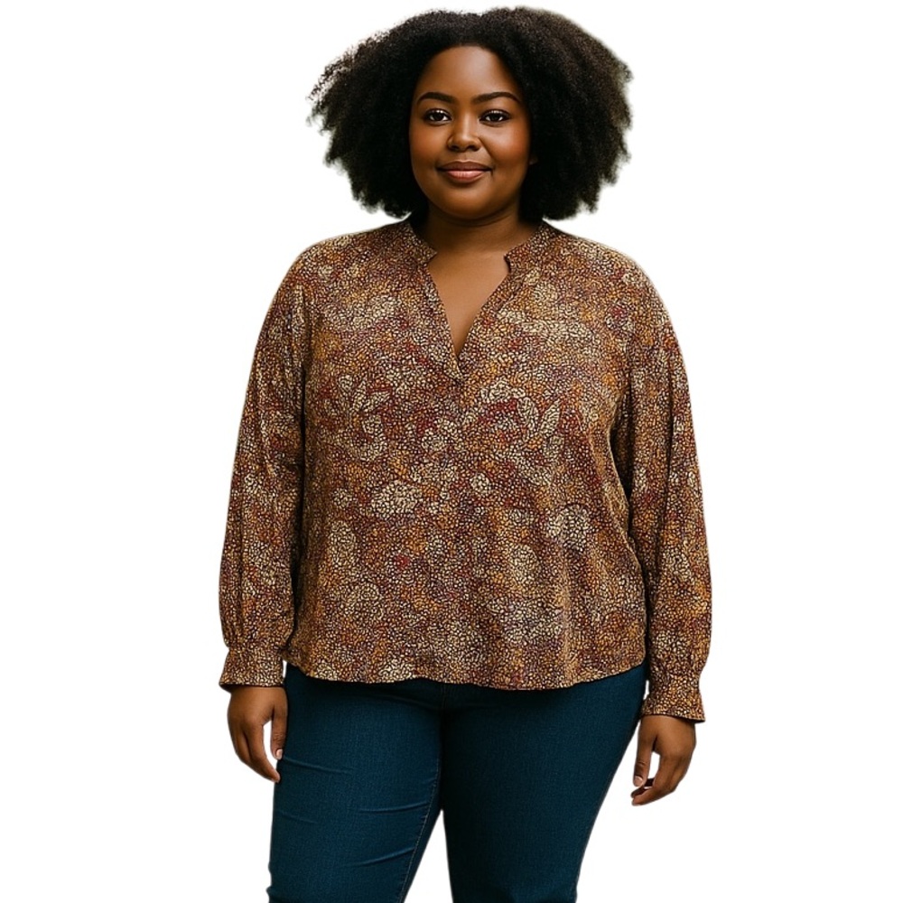 Anthropologie Maeve Colette Top Blouse Women’s Sz 3x Stained Glass Design